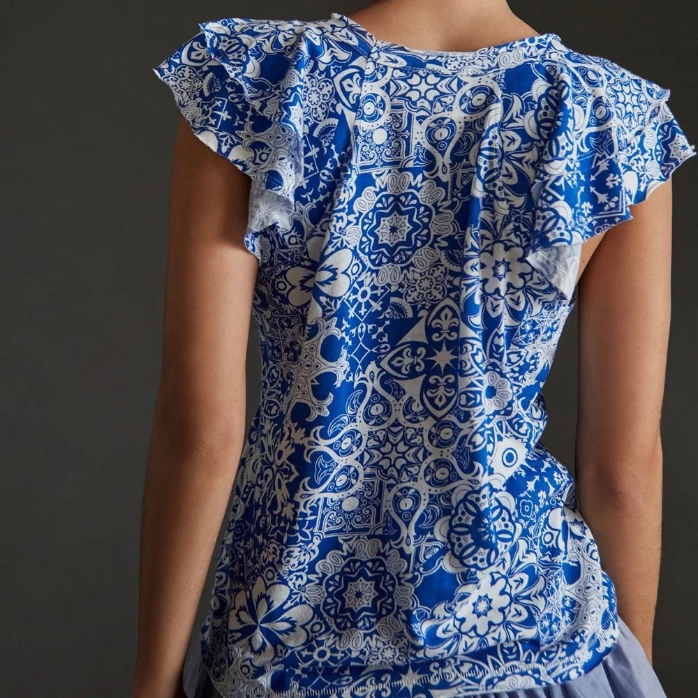 NWT Anthropologie Ruffled sleeve tee - Picture 3 of 5